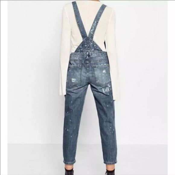 ZARA Distressed Trafaluc Overalls XS - Picture 2 of 9